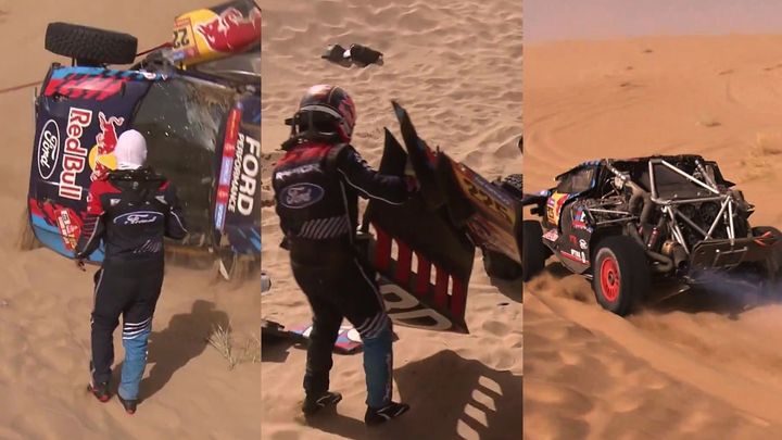 Začala první velká zkouška odolnosti na Rally Dakar, Sainz zničil Ford při neúspěšném pokusu.